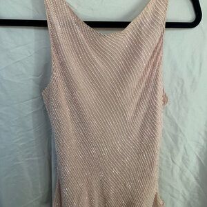 Adrianna Papell Pink 100% Silk Beaded Evening Top